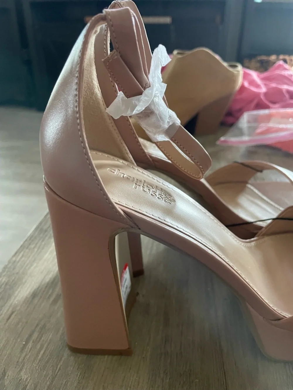 Charlotte Russe Mauve High block Heel platform pumps w buckle ankle strap sz 8